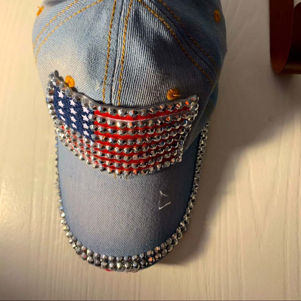 Women’s Denim Bing American Flag Ball Cap.  NWT